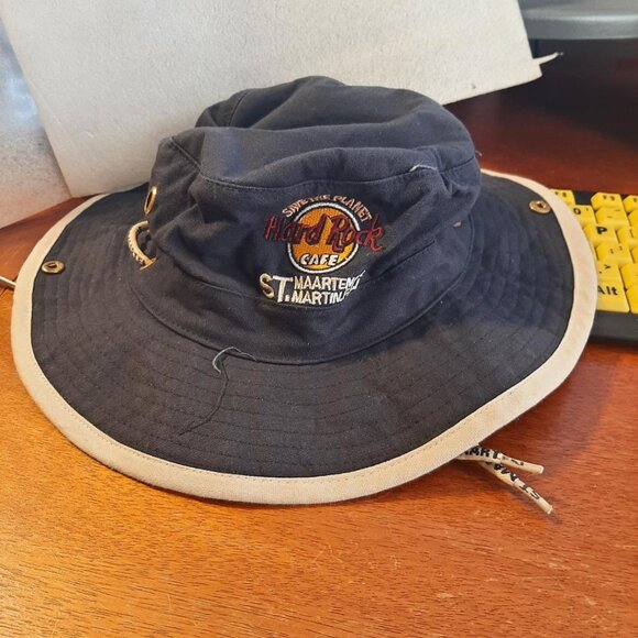 NEW ! Men Hard Rock Cafe St. Maarten Embroidered Bucket Hat Black - Picture 2 of 6